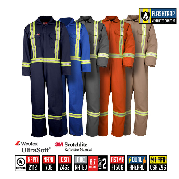 Flashtrap Vented Coverall with Reflective Material - 1155US7 - FRpro.com