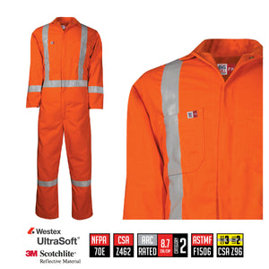 Work Coverall Unlined with Reflective Material - 408US7 - FRpro.com